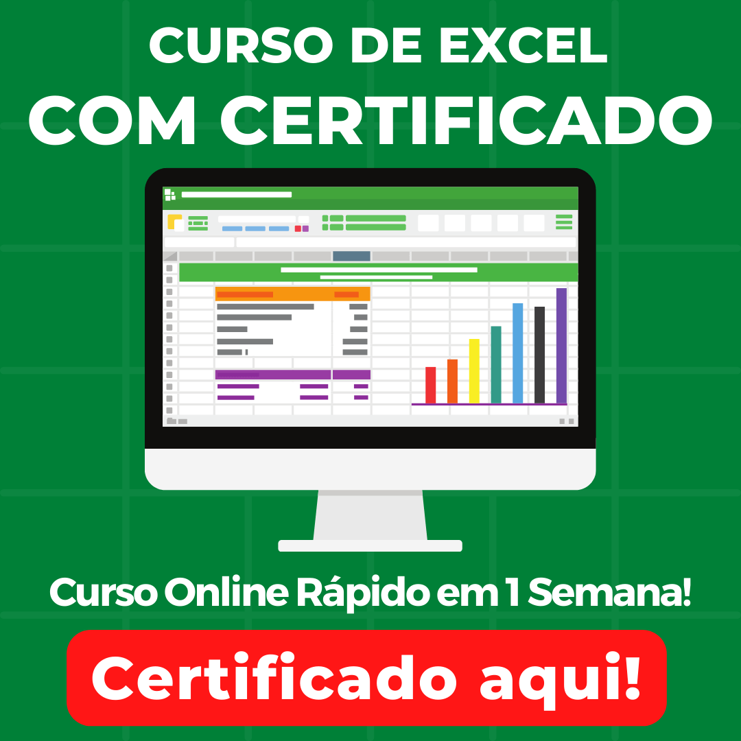 Curso de Excel GRÁTIS, Certificado Válido